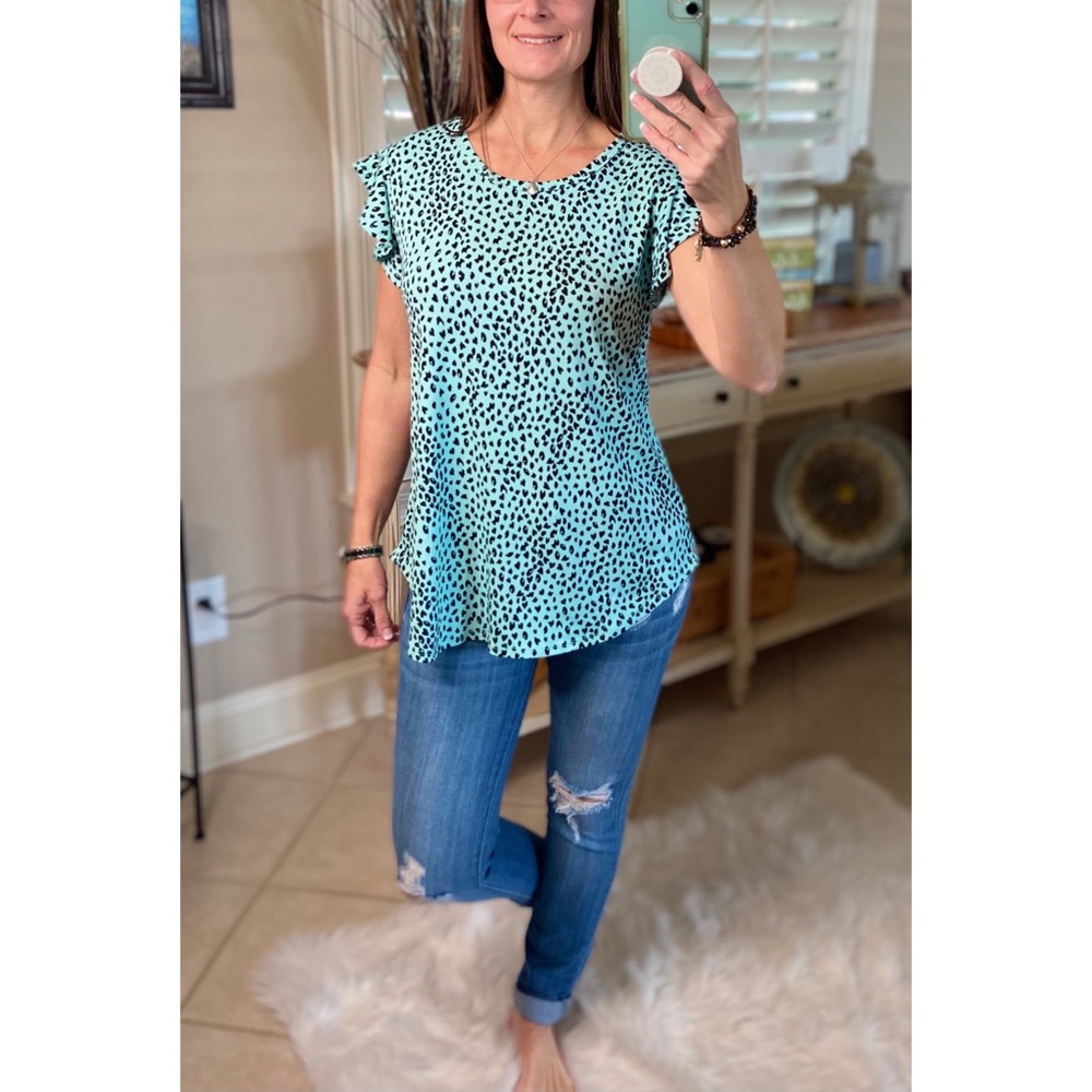 ❤️‍🔥Flutter Sleeve Small Leopard Print Mint Green 5020 - Picture 9 of 16